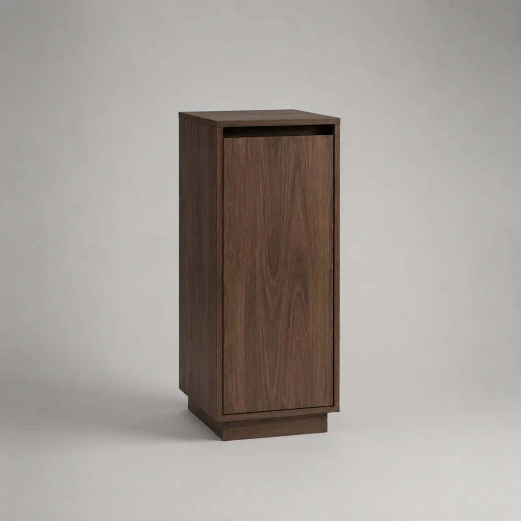 Schuhschrank aus Spanplatte mit 1 Tür, Walnussbraun, 40 × 35 × 100 cm