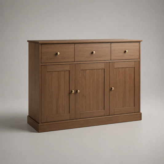 Sideboard mit 3 Türen und 3 Schubladen, MDF mit Walnussfurnier, Braun, 120 × 40 × 95 cm